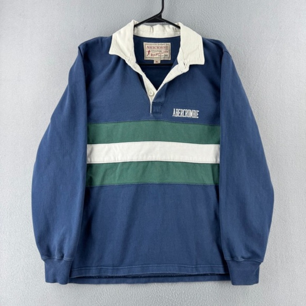 Vintage Abercrombie Rugby Shirt Mens XL Cotton Long Sleeve Polo Preppy Y2K